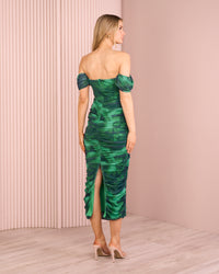 Chelsea Ruched Mesh Midi Dress