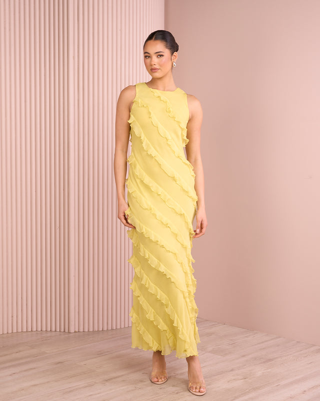 Akira High Neck Ruffle Dress