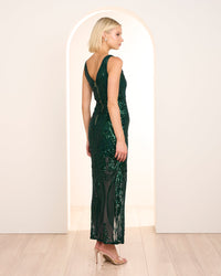 Saige V Neck Sequin Gown