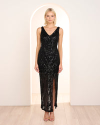 Saige V Neck Sequin Gown