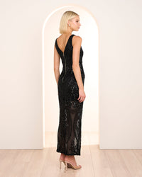 Saige V Neck Sequin Gown