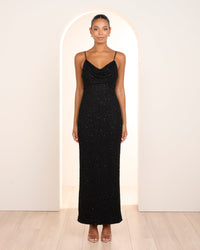 Aster Cowl Neck Beaded Gown