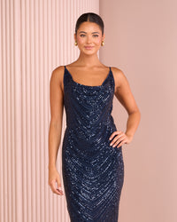 Unna Cowl Sequin Maxi Dress
