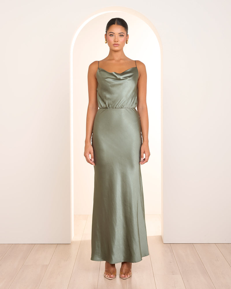 Zayla Draped Satin Gown