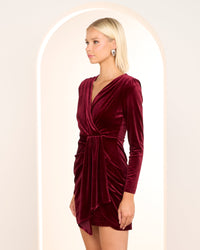 Kenna Wrap Velvet Mini Dress