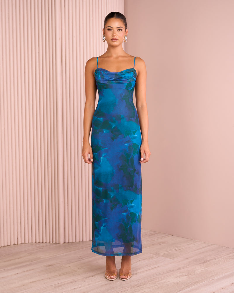Maverick Cowl Neck Mesh Dress