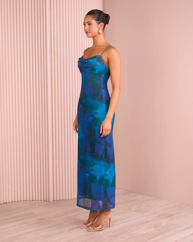 Maverick Cowl Neck Mesh Dress