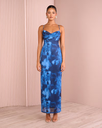 Normani Cowl Neck Mesh Dress