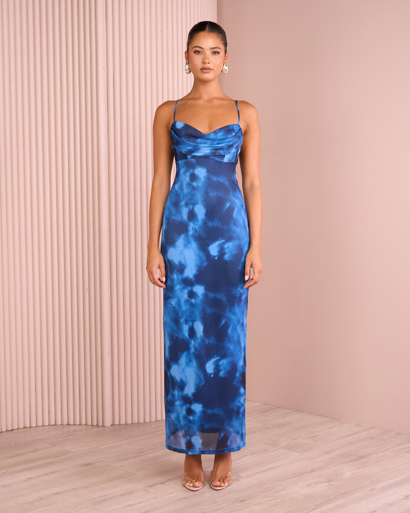 Normani Cowl Neck Mesh Dress