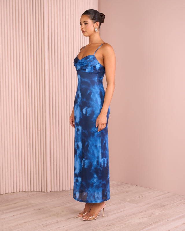 Normani Cowl Neck Mesh Dress