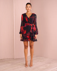 Dara Long Sleeve Chiffon Dress