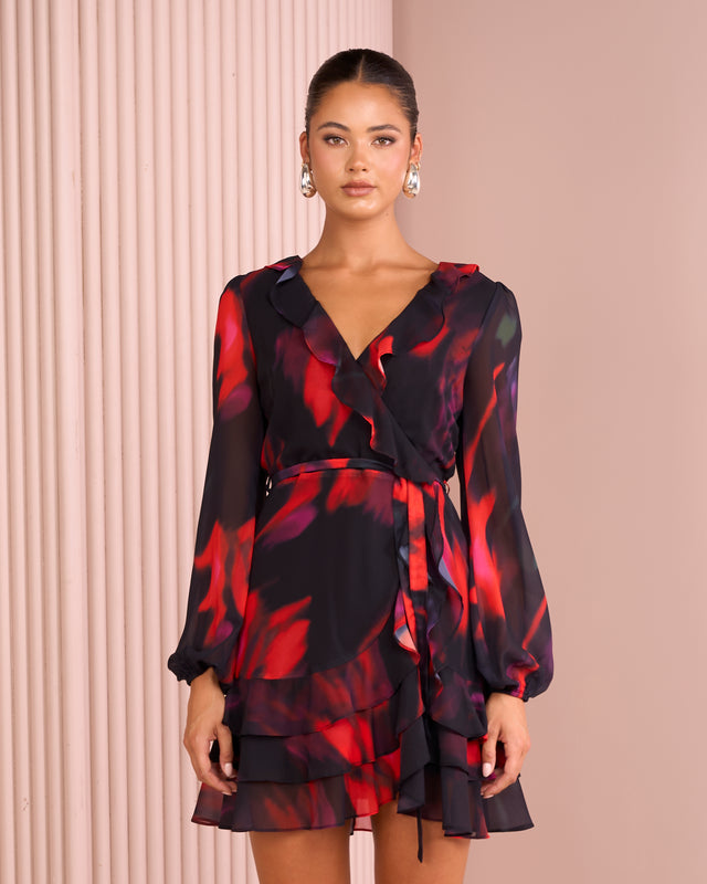 Dara Long Sleeve Chiffon Dress