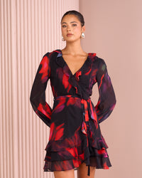 Dara Long Sleeve Chiffon Dress