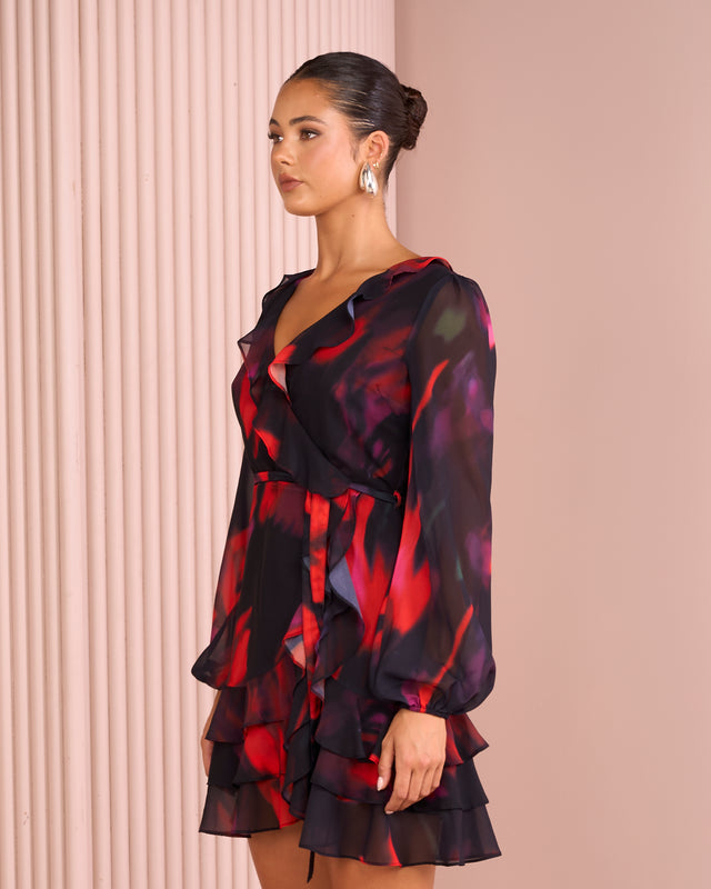 Dara Long Sleeve Chiffon Dress