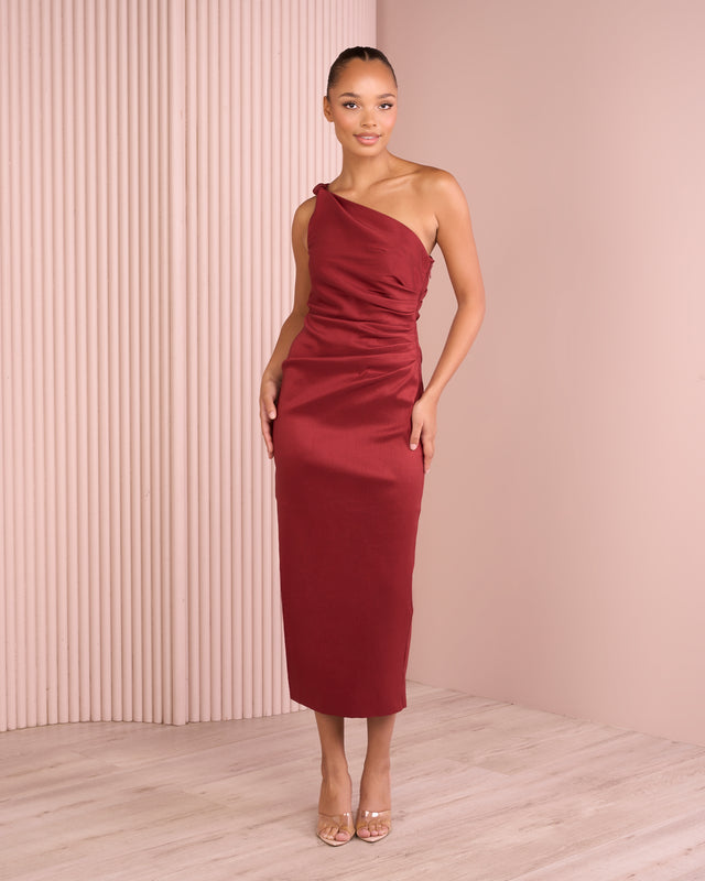 Cadie One Shoulder Midi Dress
