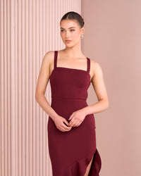 Vee Lace Up Back Maxi Dress