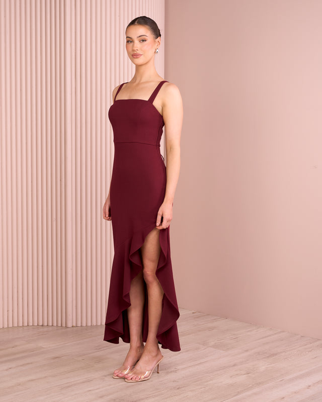 Vee Lace Up Back Maxi Dress