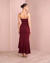 Vee Lace Up Back Maxi Dress