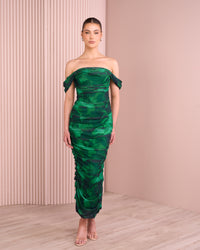 Cherin Ruched Mesh Dress