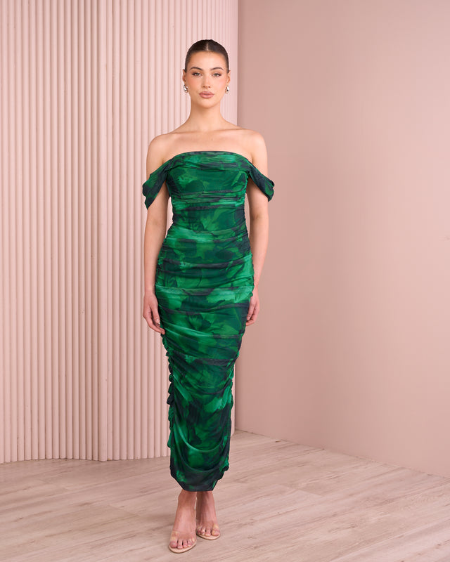 Cherin Ruched Mesh Dress