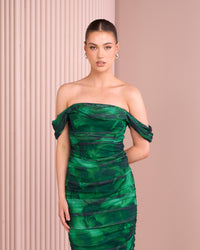 Cherin Ruched Mesh Dress