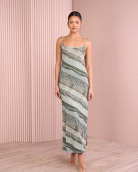 Brooke Printed Mesh Maxi Dress