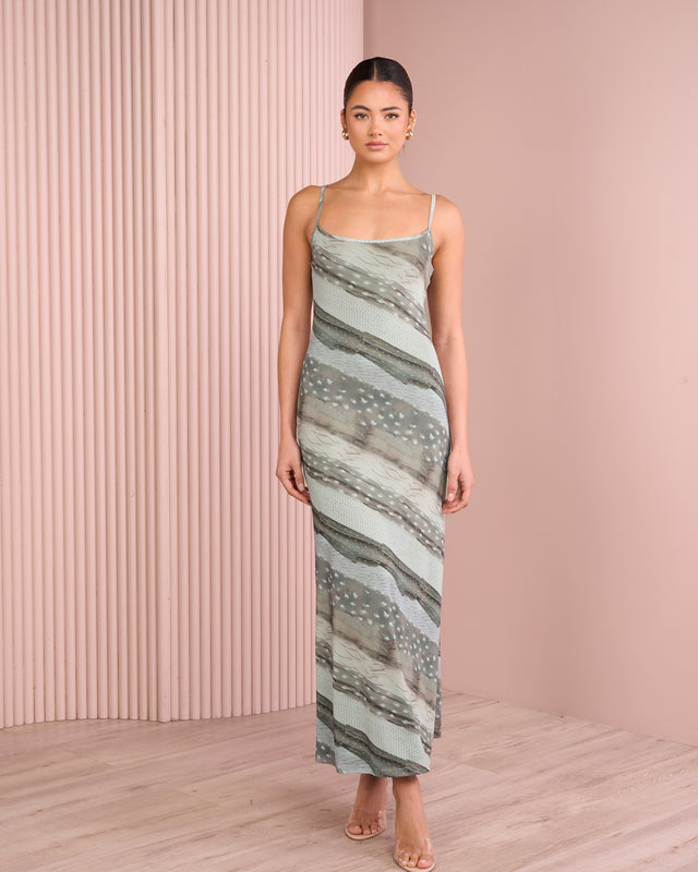 Brooke Printed Mesh Maxi Dress