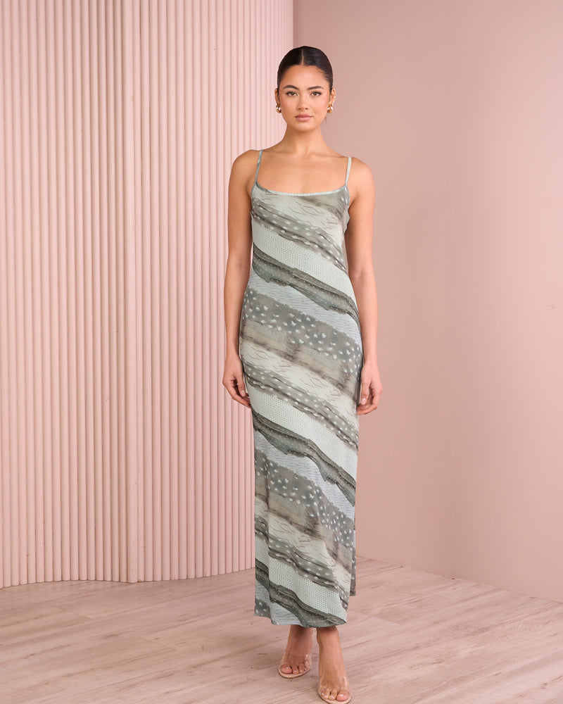 Brooke Printed Mesh Maxi Dress
