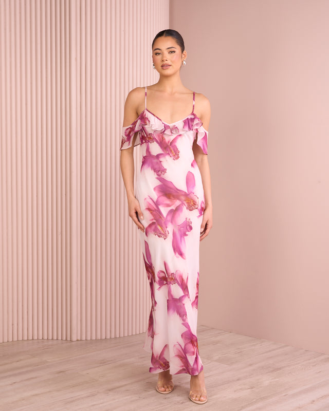 Aylin Ruffle Cowl Neck Dress
