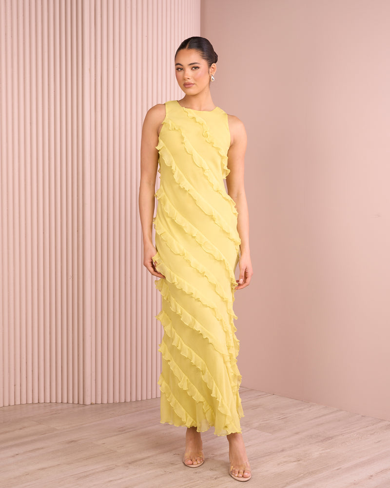 Akira High Neck Ruffle Dress