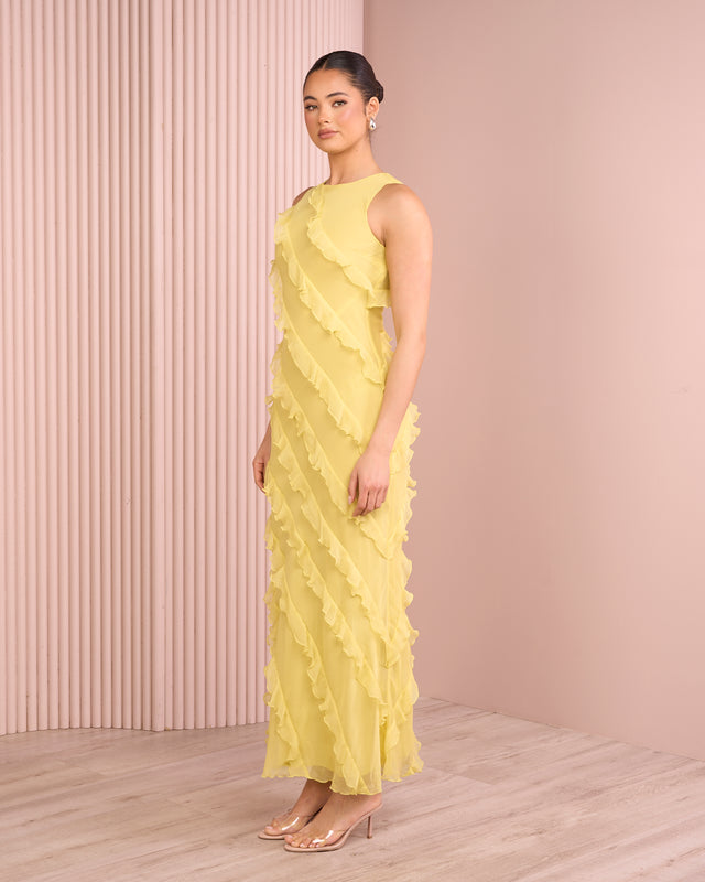 Akira High Neck Ruffle Dress