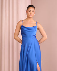 Quilo Cowl Neck Satin Gown
