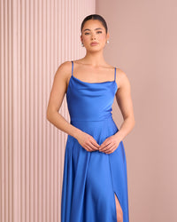 Quilo Cowl Neck Satin Gown