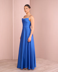 Quilo Cowl Neck Satin Gown
