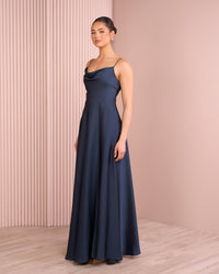 Quilo Cowl Neck Satin Gown