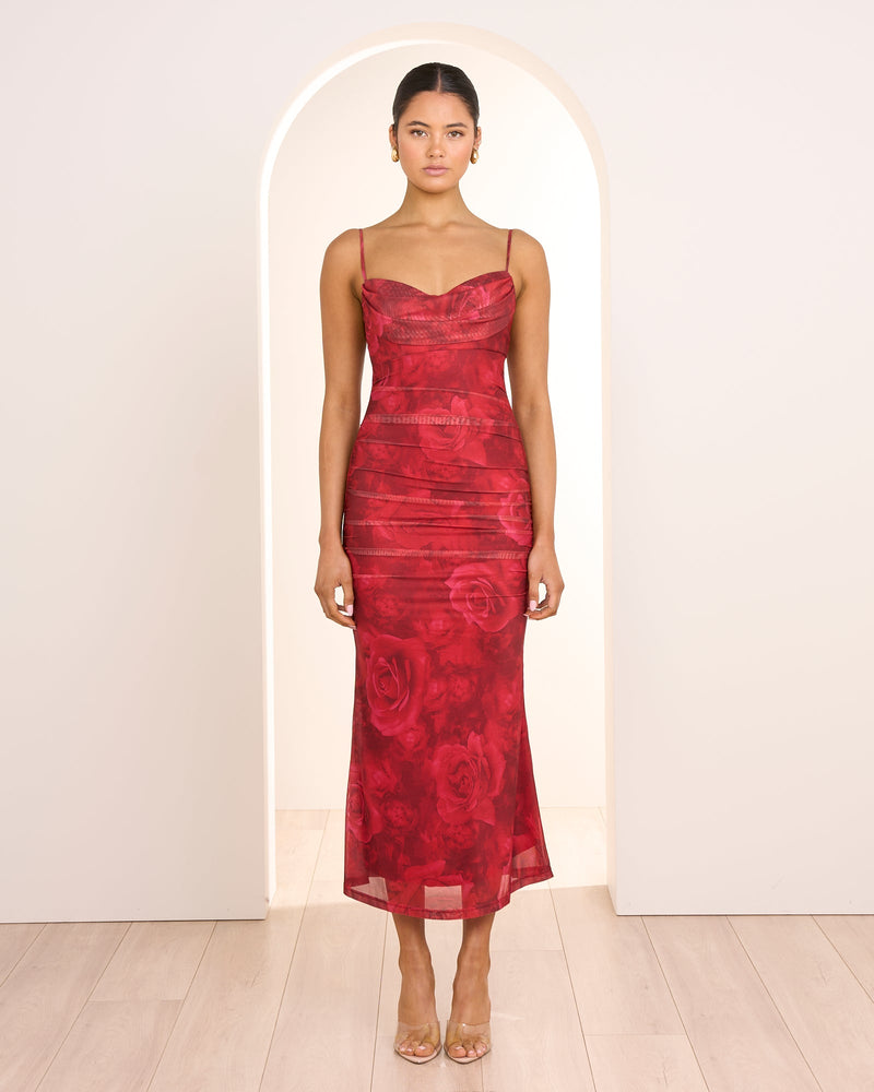 Adrienne Cowl Neck Midi Dress