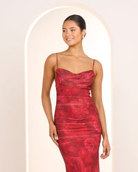 Adrienne Cowl Neck Midi Dress