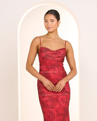 Adrienne Cowl Neck Midi Dress