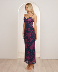 Florence Cowl Neck Mesh Dress