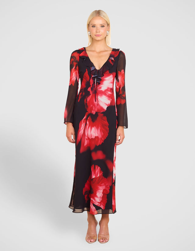Raela Frill Neck Maxi Dress