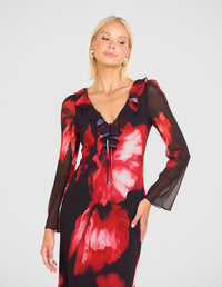 Raela Frill Neck Maxi Dress
