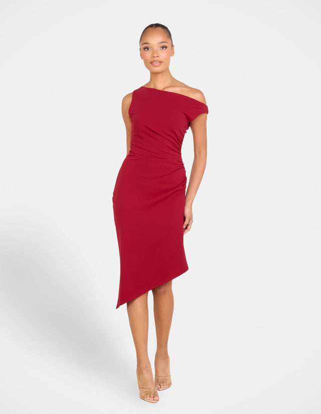Peony Asymmetric Midi Dress