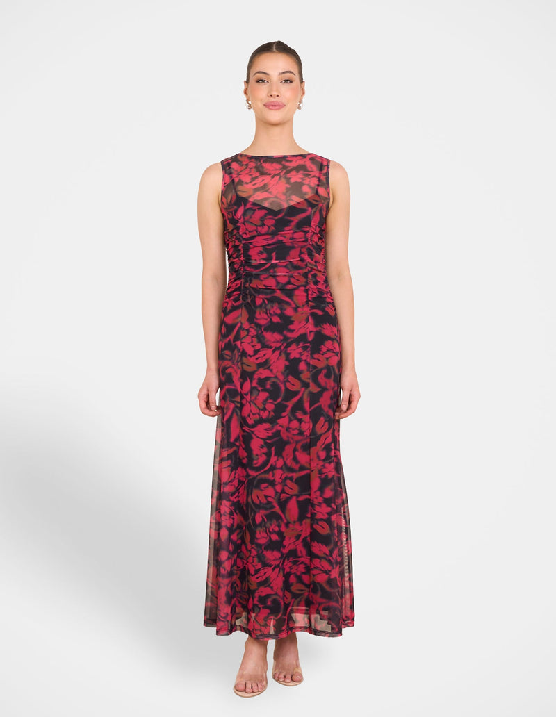 Qadisha Sheer Mesh Maxi Dress