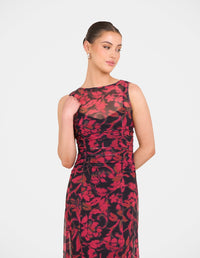 Qadisha Sheer Mesh Maxi Dress