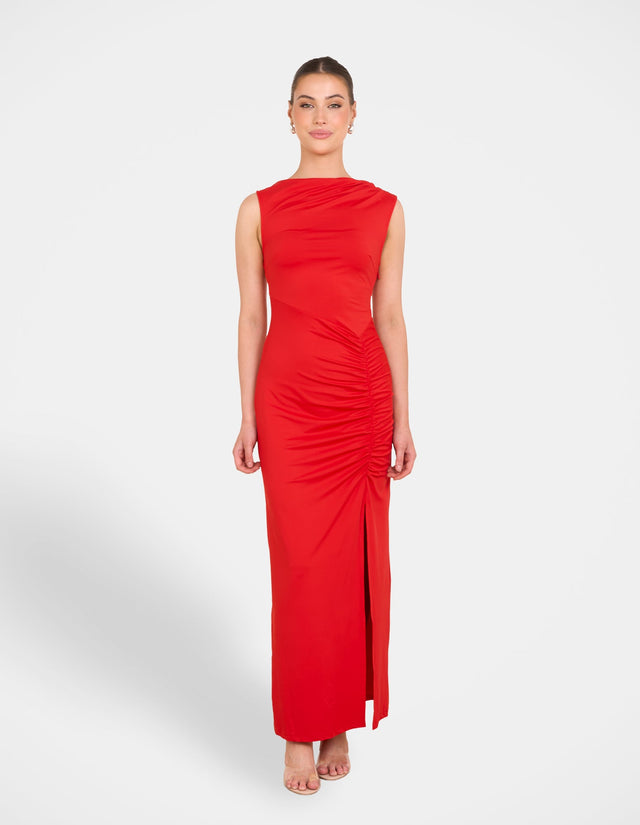 Quinby Sleeveless Ruched Dress