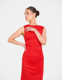 Quinby Sleeveless Ruched Dress