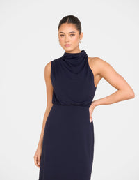 Billie High Neck Cowl Dress
