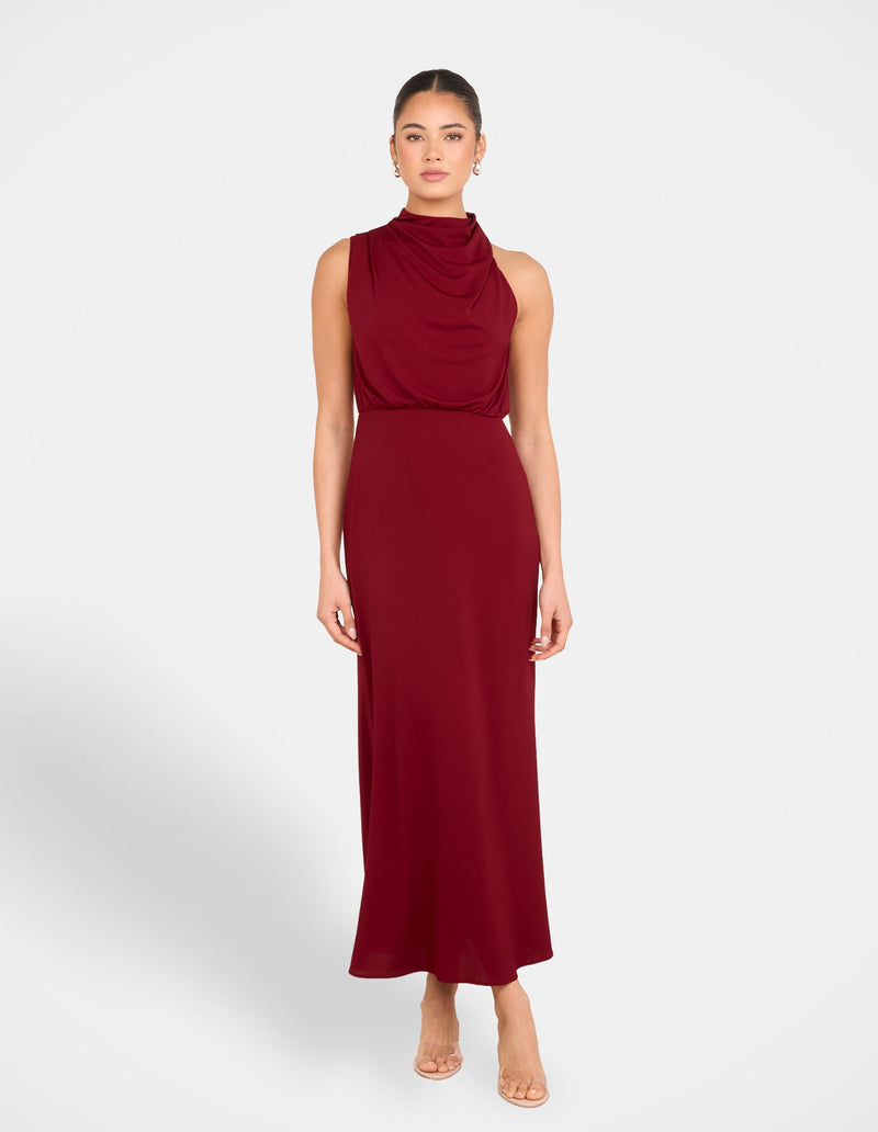 Billie High Neck Cowl Dress