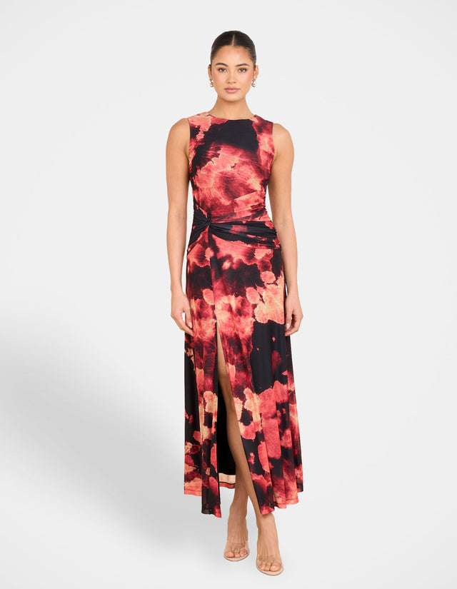 Eden Printed Mesh Maxi Dress