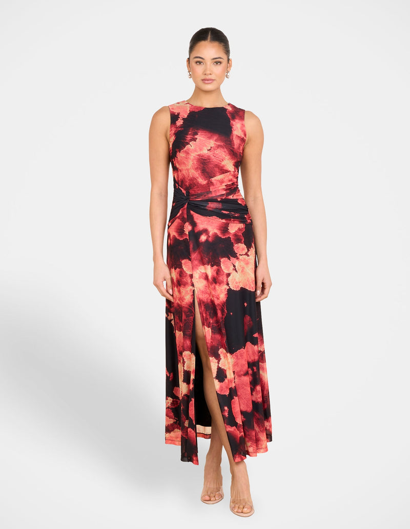 Eden Printed Mesh Maxi Dress